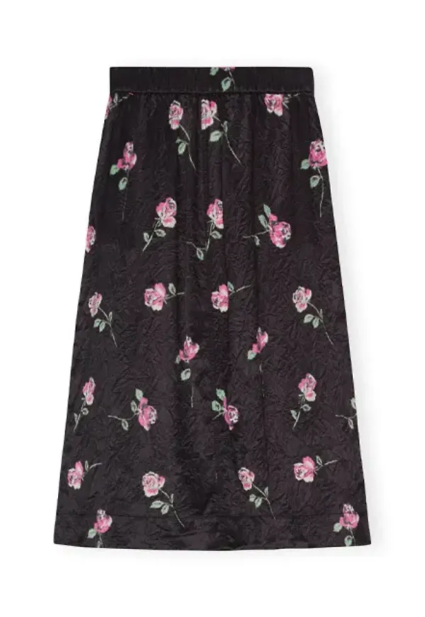 Maxi Skirt Crinkled Satin Elasticated Maxi Skirt