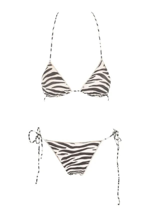 MC2 Saint Barth, Badkläder, Dam, M, Polyester, Lurex tvådelad bikini med triangel topp