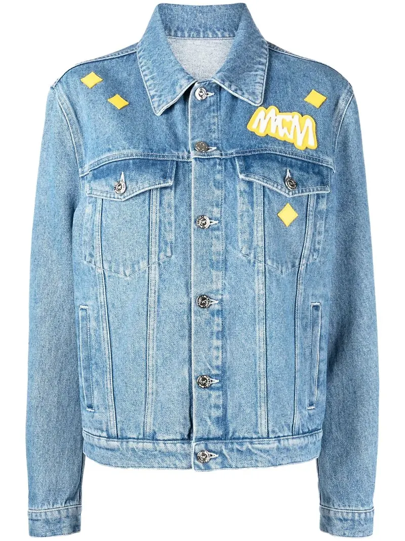MCM jeansjacka med logotypmärke - Blå