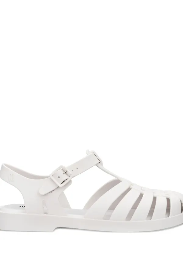 Melissa toffelsandaler med remmar - Vit