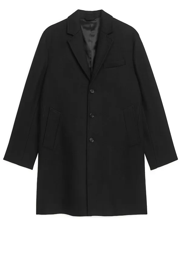 Melton Wool Coat - Black