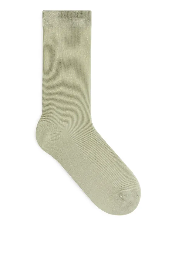 Mercerised Cotton Rib Socks - Green