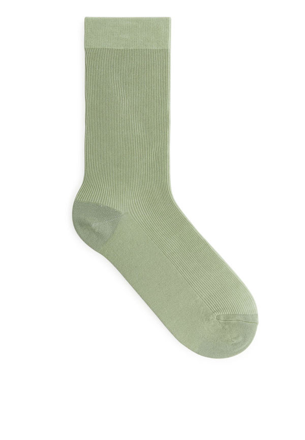 Mercerised Cotton Rib Socks - Green