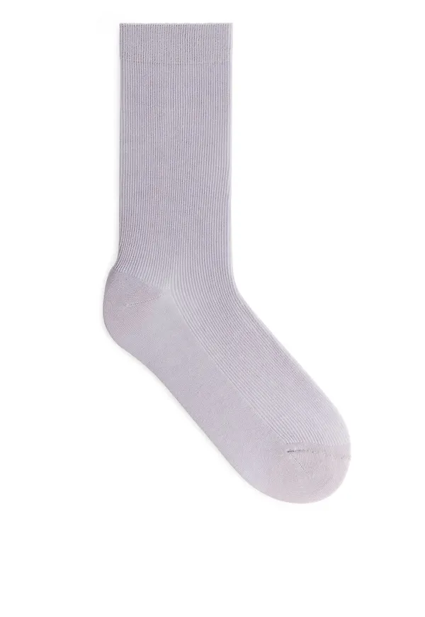 Mercerised Cotton Rib Socks - Purple