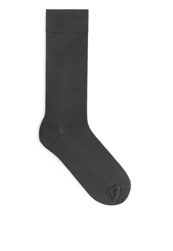Mercerised Cotton Socks - Grey