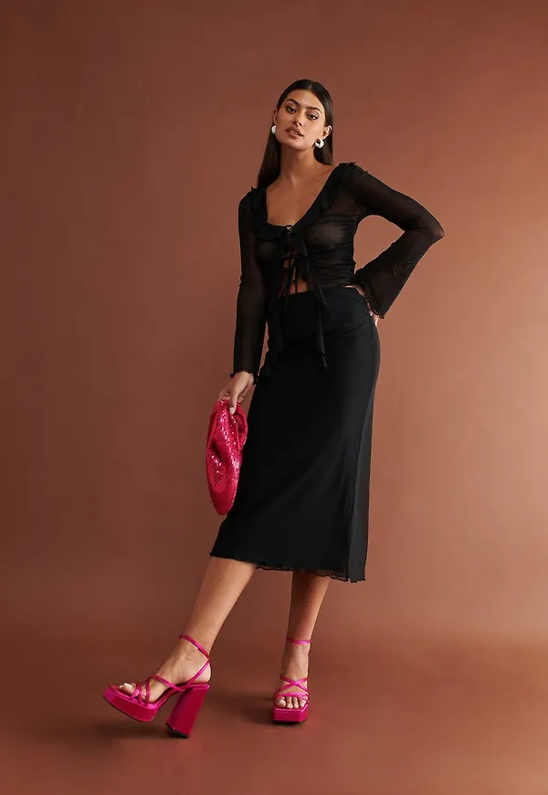 Mesh midaxi skirt