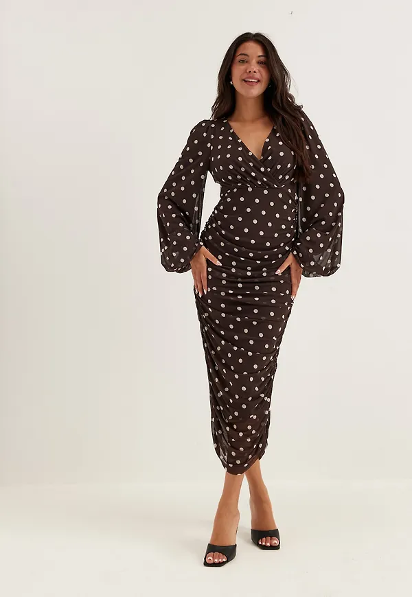 Mesh Wrap Ankle Dress