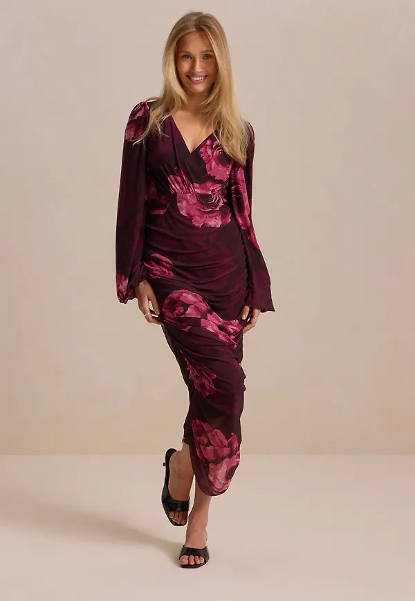 Mesh Wrap Ankle Dress