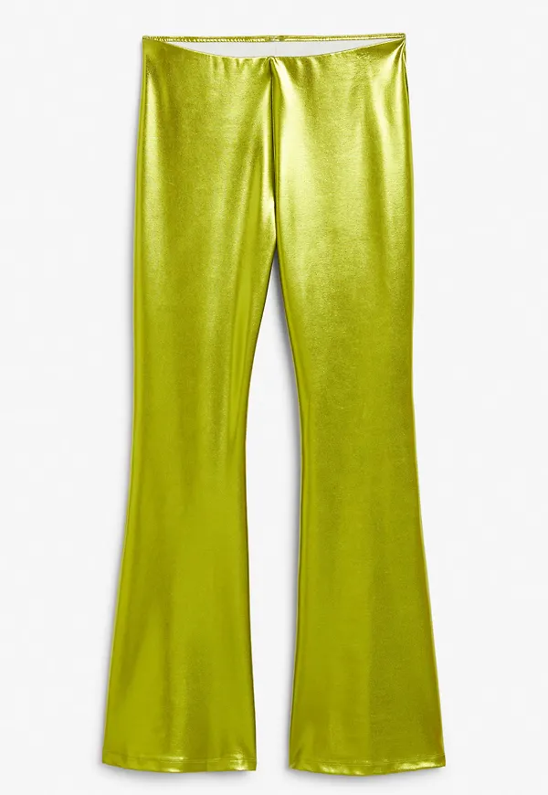 Metallic flared trousers - Green