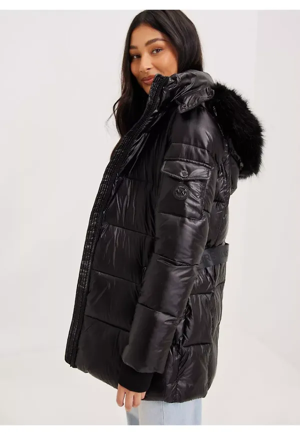 Michael Kors Belted Horizontal Quilted Dunjackor Black