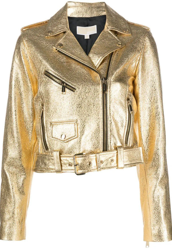 Michael Kors Collection skinnjacka i bikermodell - Guldfärgad