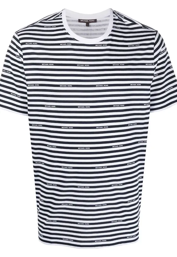 Michael Kors randig t-shirt med logotyp - Blå