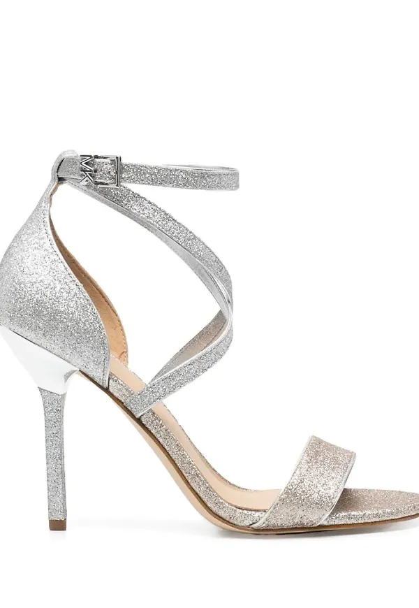 Michael Michael Kors Astrid glittersandaler med öppen tå - Silverfärgad