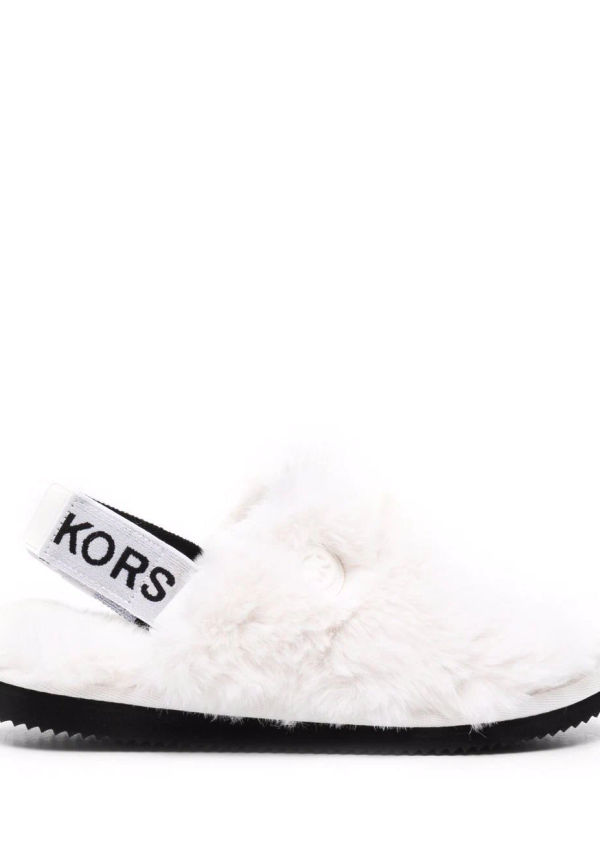 Michael Michael Kors Elsa tofflor i konstpäls - Vit