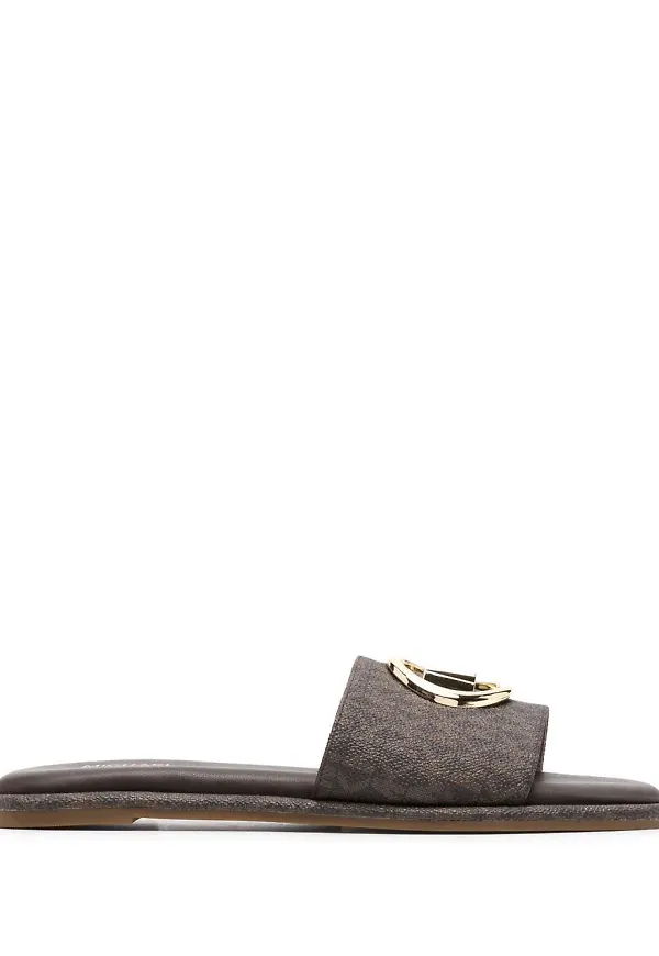 Michael Michael Kors Hayworth tofflor med logotypplakett - Brun