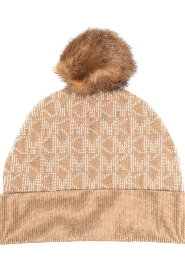 Michael Michael Kors ribbstickad mössa med monogram - Brun