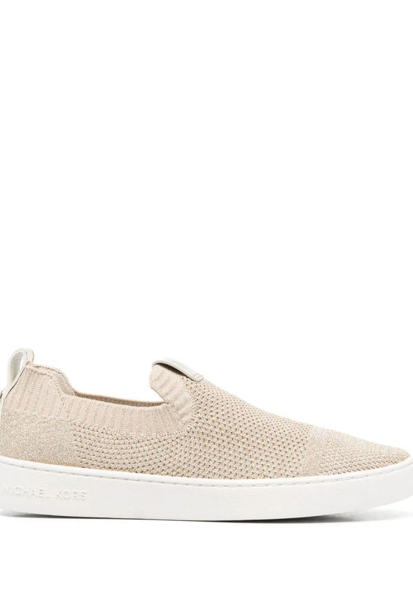 Michael Michael Kors stickade slip on-sneakers i stretch - Guldfärgad