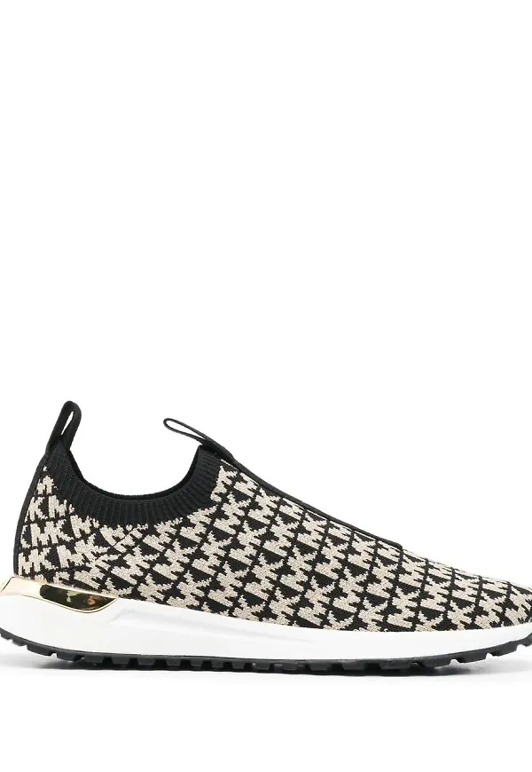 Michael Michael Kors stickade sneakers med monogram - Svart