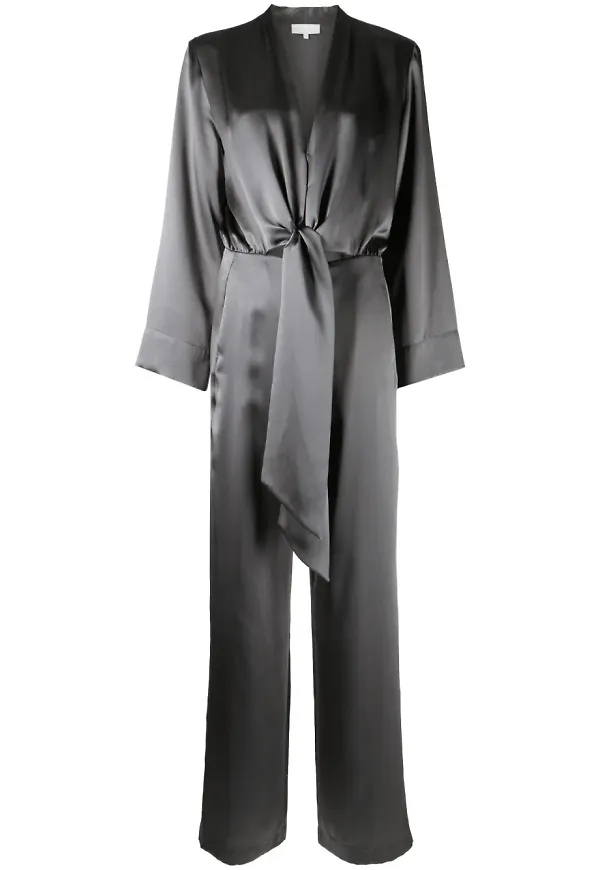 Michelle Mason jumpsuit med knytning - Grå