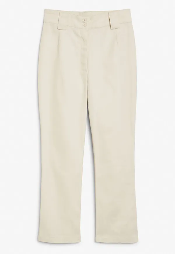 Mid-waist kick flare trousers - Beige