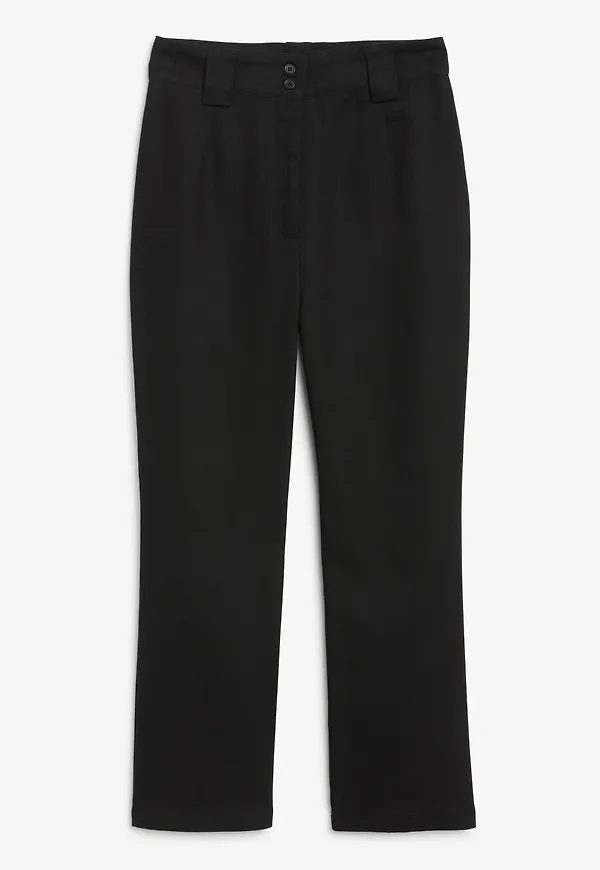 Mid-waist kick flare trousers - Black
