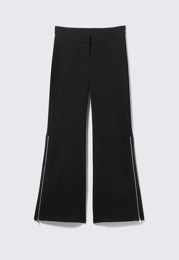 Mid Rise Flared Zip-Up Trousers