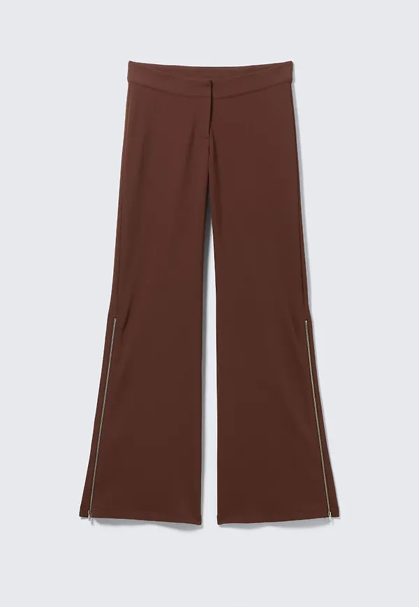Mid Rise Flared Zip-Up Trousers