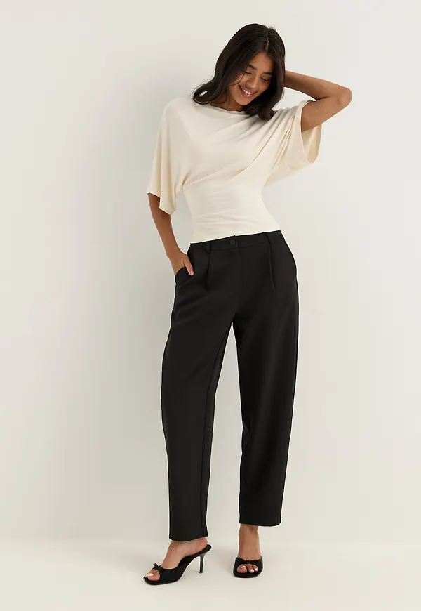 Mid Waist Barrel Trousers