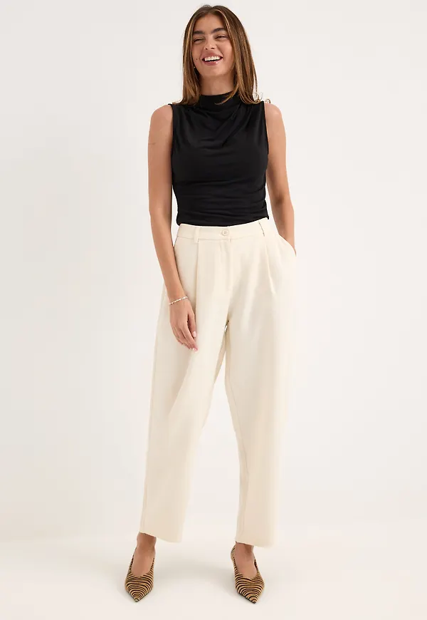 Mid Waist Barrel Trousers