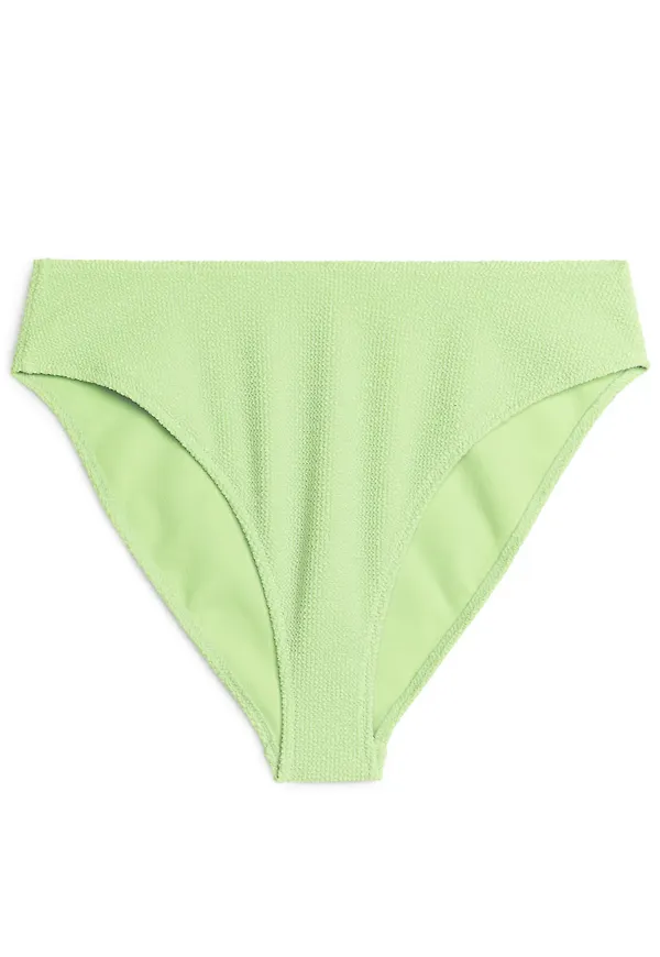Mid Waist Crinkle Bikini Bottom - Green