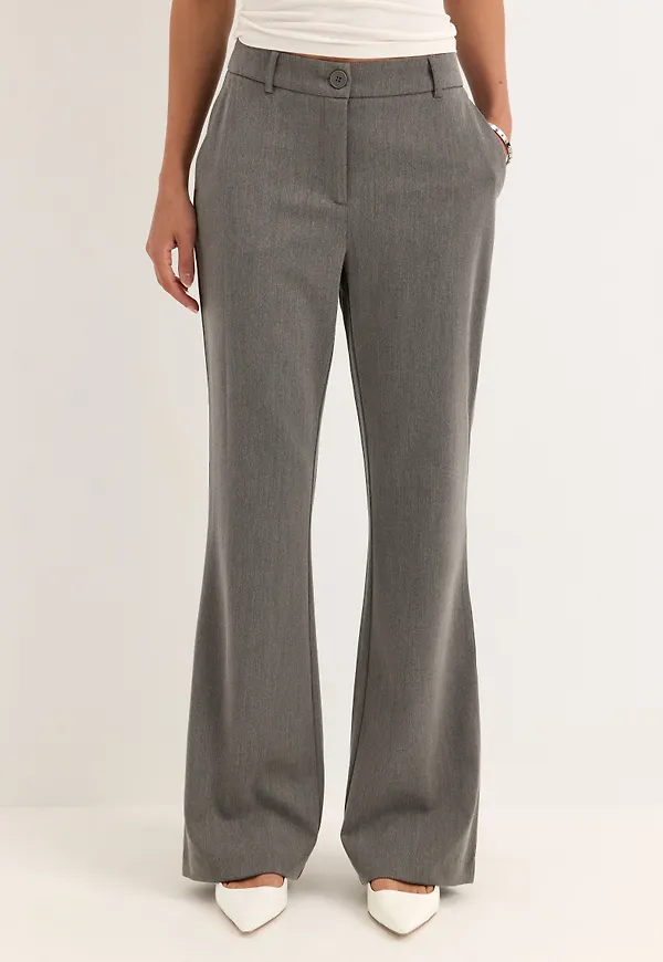 Mid Waist Flared Suit Trousers