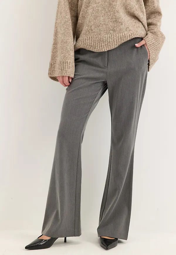 Mid Waist Flared Suit Trousers