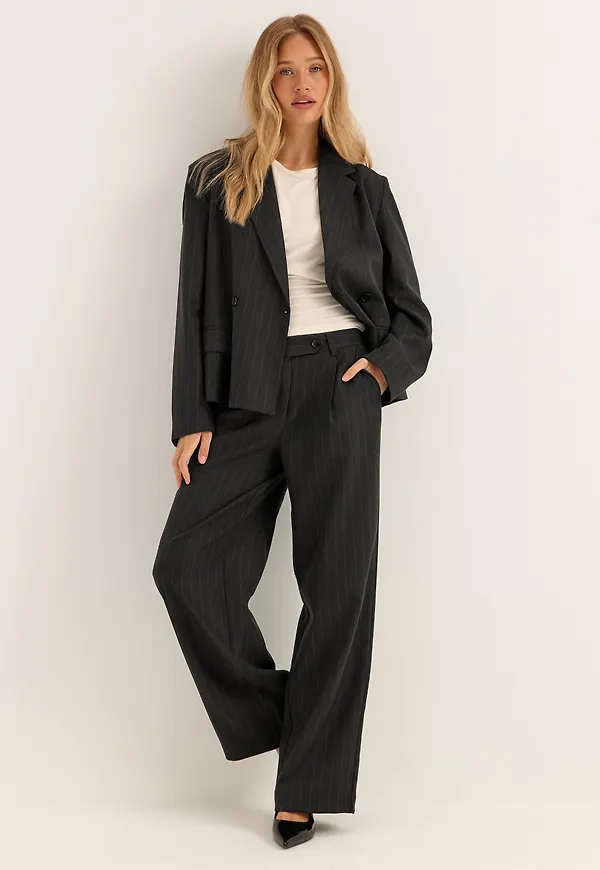 Mid Waist Pleated Suit Trousers