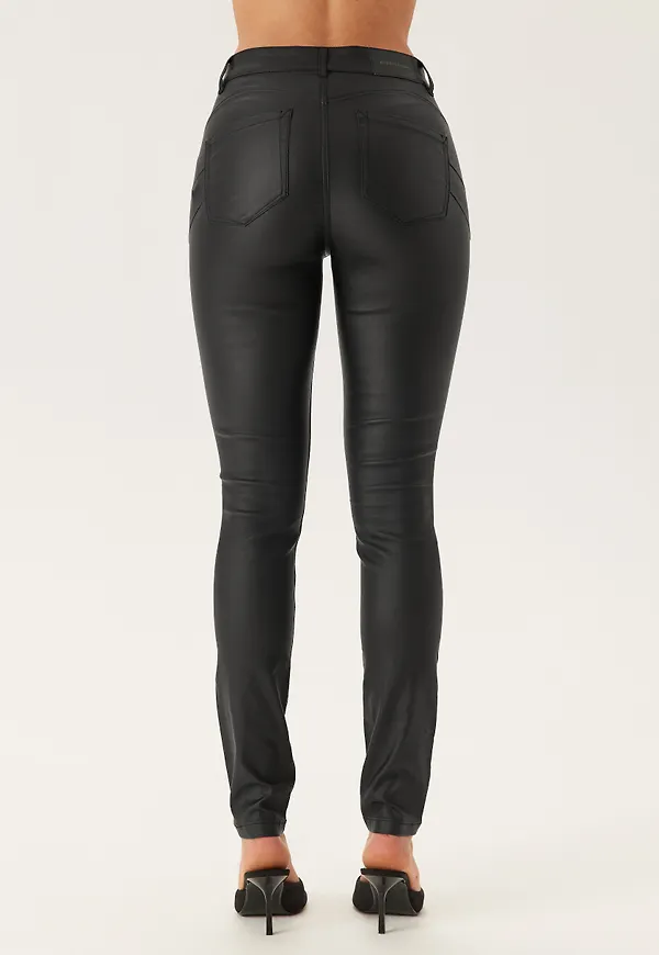 Mid Waist Push-up Coated Slim Jeans