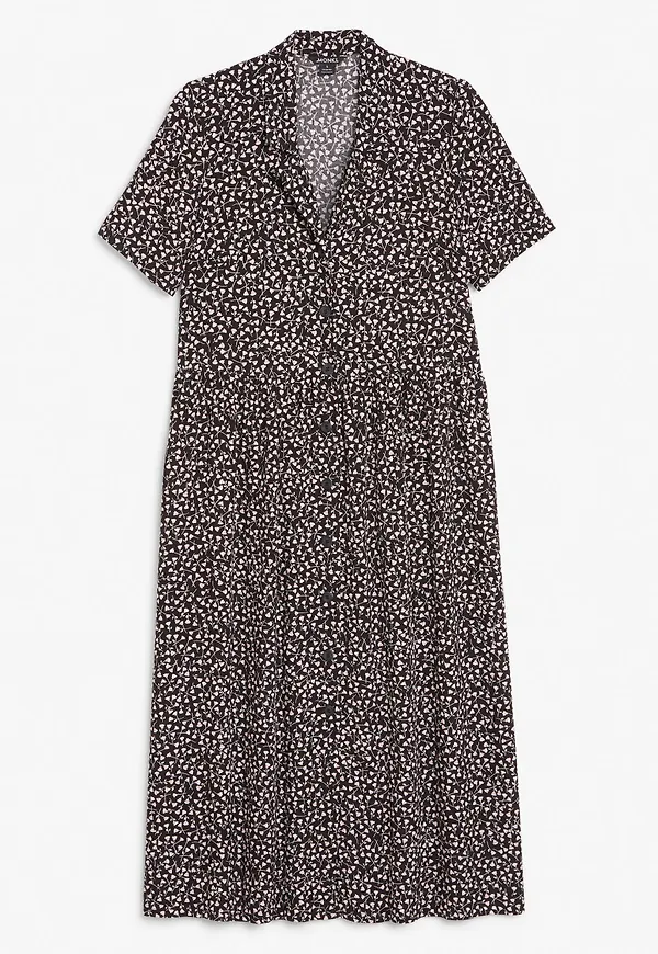 Midi button-up shirt dress - Black