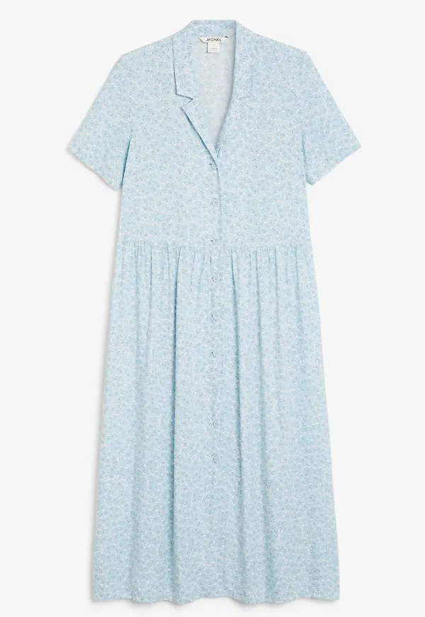 Midi button-up shirt dress - Blue