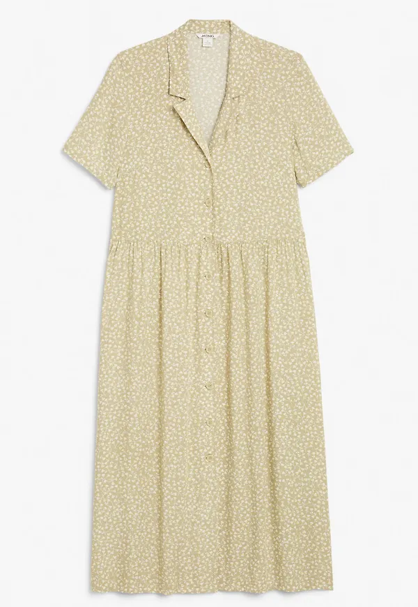Midi button-up shirt dress - Yellow