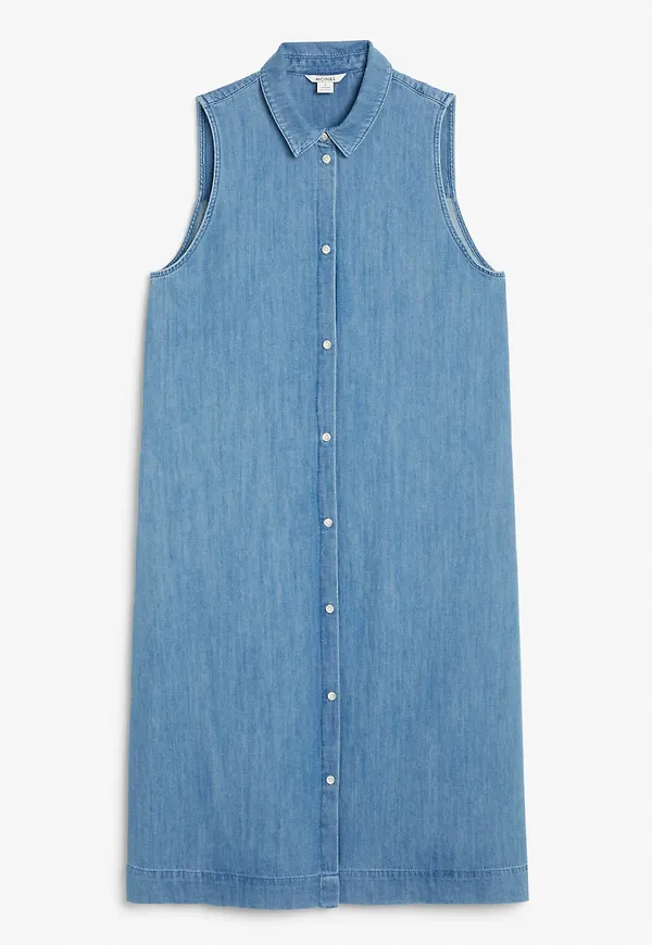 Midi collar denim dress - Blue