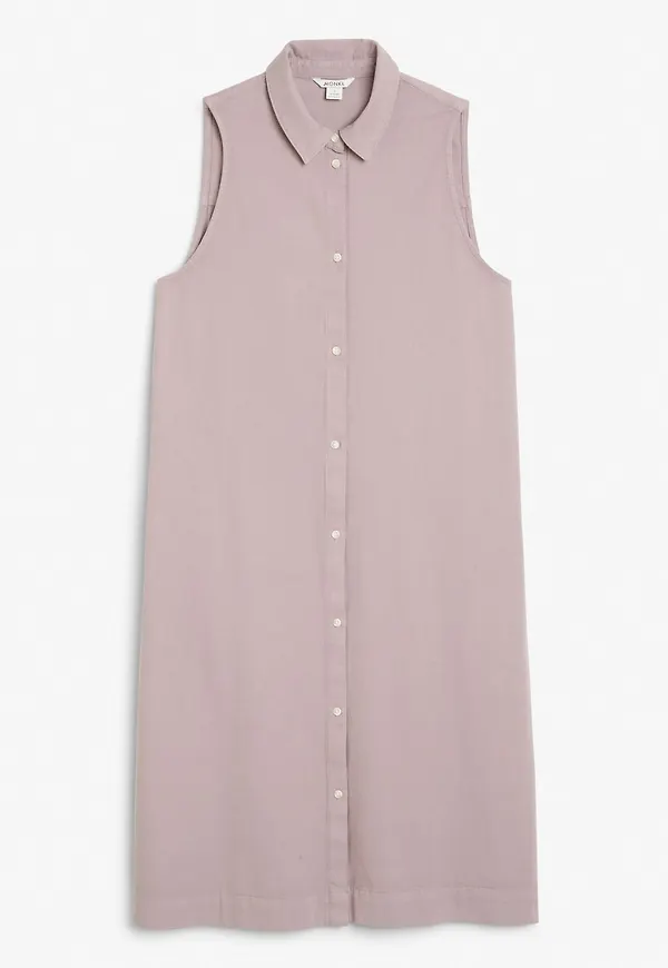 Midi collar denim dress - Purple
