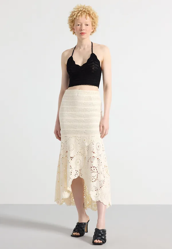 Midi kjol med virkad look