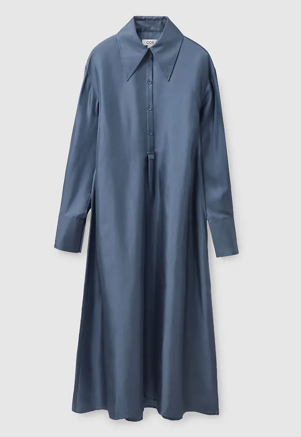 MIDI SILK SHIRT DRESS