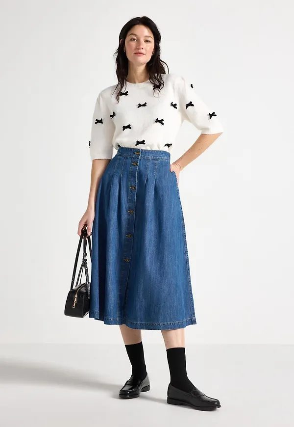 Midikjol i denim