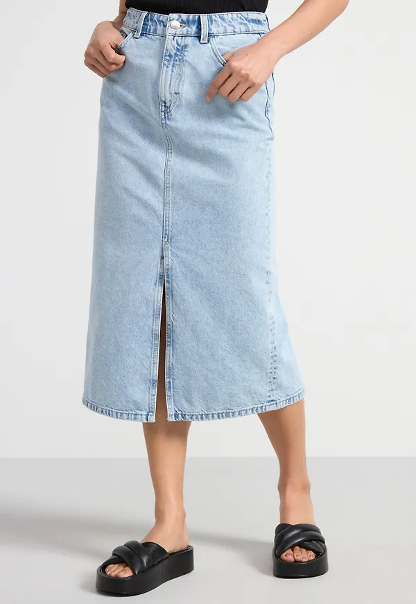 Midikjol i denim