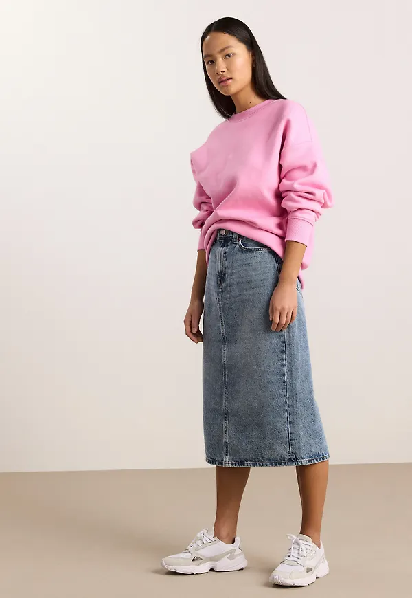 Midikjol i denim