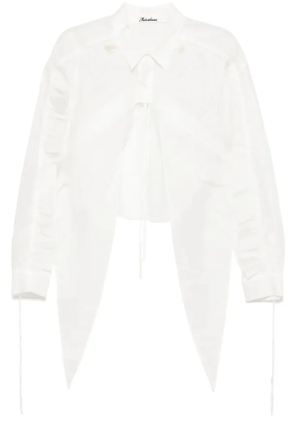 midorikawa blus med osydd fåll - Vit