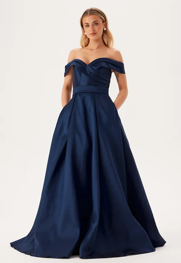 Mikado Evening Dress With Carmen Sleeves
