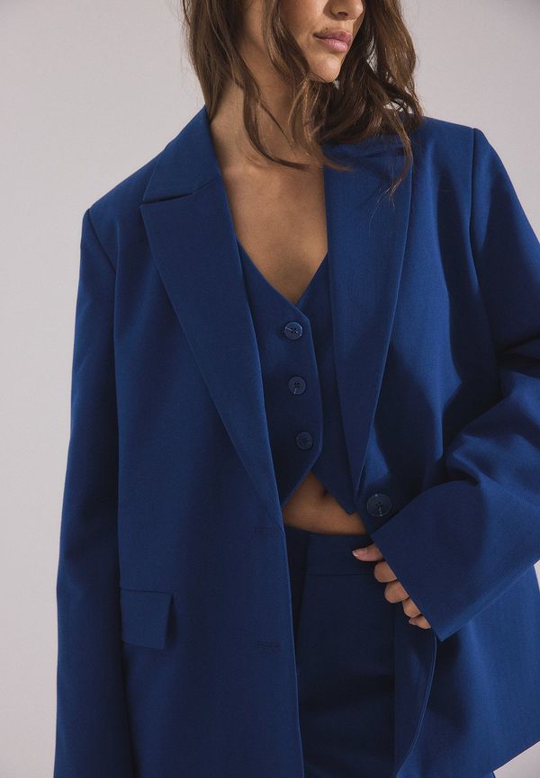 Mimi A.R x NA-KD Kort väst med V-hals - Blue