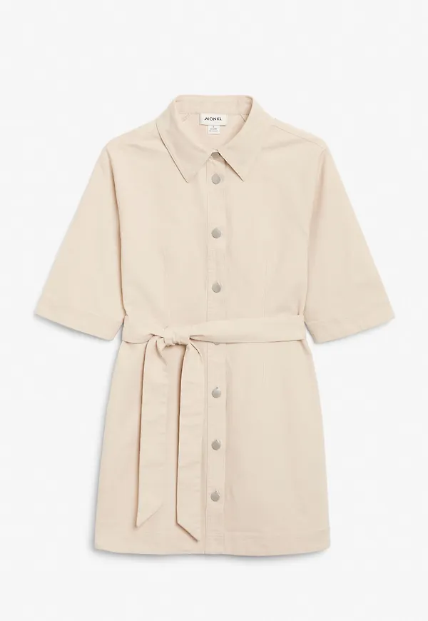 Mini denim shirt dress - Beige