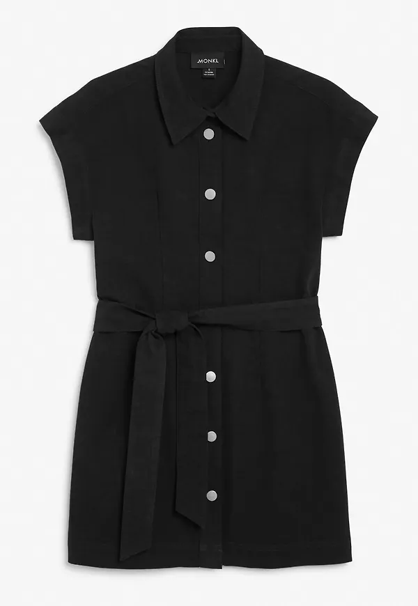Mini denim shirt dress - Black