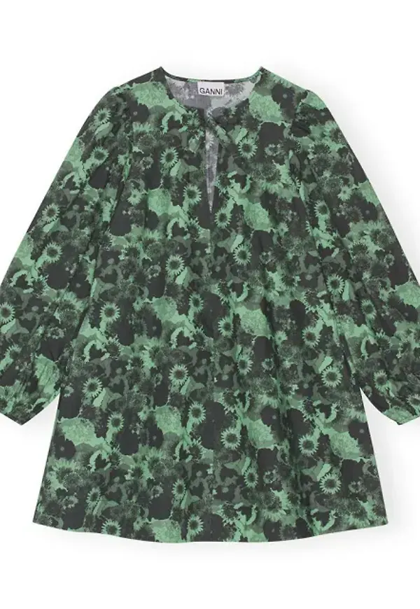 Mini Dress Printed Cotton A-shaped Mini Dress